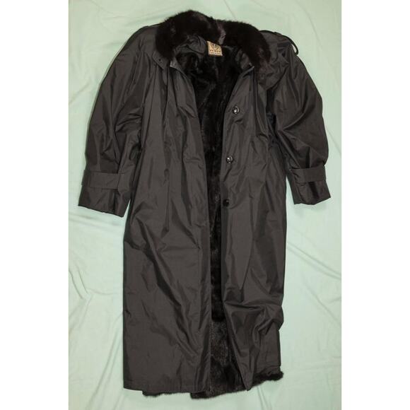 Vintage Fendi Mink Fur Lined All Weather Evening Coat Size L qd